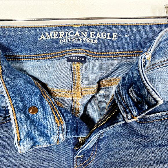 American Eagle Bootcut Stretch Jeans Blue 8" Rise Med Wash - 2 - Picture 5 of 5